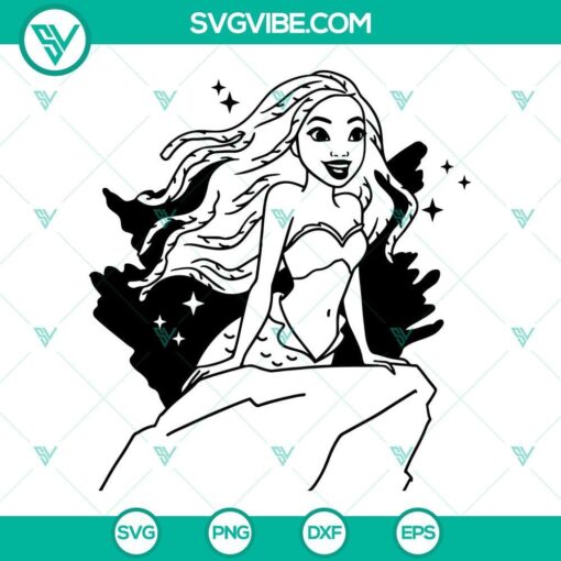 the little mermaid 2023 svg american african ariel princess svg png dxf eps files 3 mockup