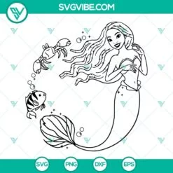 African American, Disney, Movies, SVG Files, Black Little Mermaid SVG Image, 4