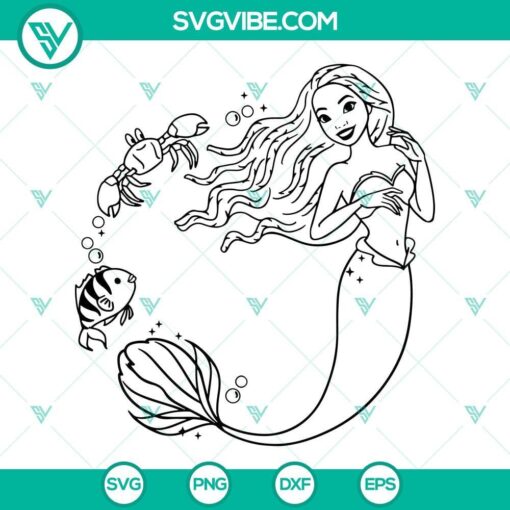 the little mermaid african american svg flounder and sebastian svg black ariel princess 2023 svg 2 mockup