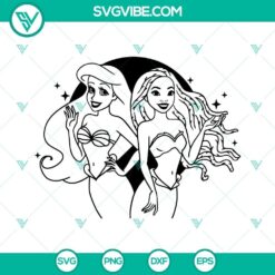 Little Mermaid old and new SVG images featuring Princess Ariel in a variety of file formats like PNG and DXF for crafting and digital projects.