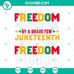 Juneteenth, SVG Files, The Price Of Freedom Is High Paid SVG Images, Black 10