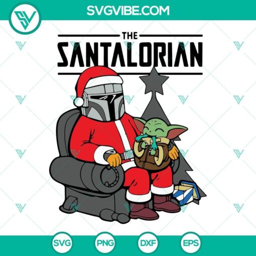 the santalorian baby yoda star wars christmas svg the mandalorian baby yoda christmas svg png dxf eps cut file 2 mockup