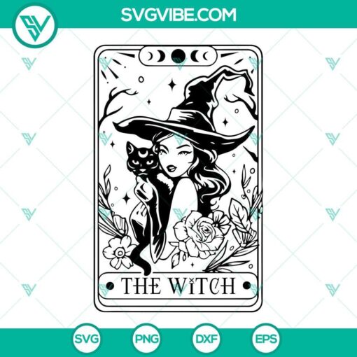 the witch tarot card svg the witch svg witch and cat tarot svg 2 mockup