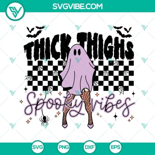 thick thighs and spooky vibes svg ghost girl halloween svg dxf eps png silhouette clipart 5 mockup