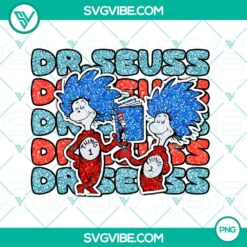Thing 1 and Thing 2 Dr. Seuss PNG images for National Read Across America Day celebration, PNG download available.