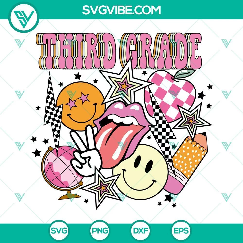 School, SVG Files, Third Grade SVG Files, 3rd Grade SVG Files, Smiley Face SVG 1