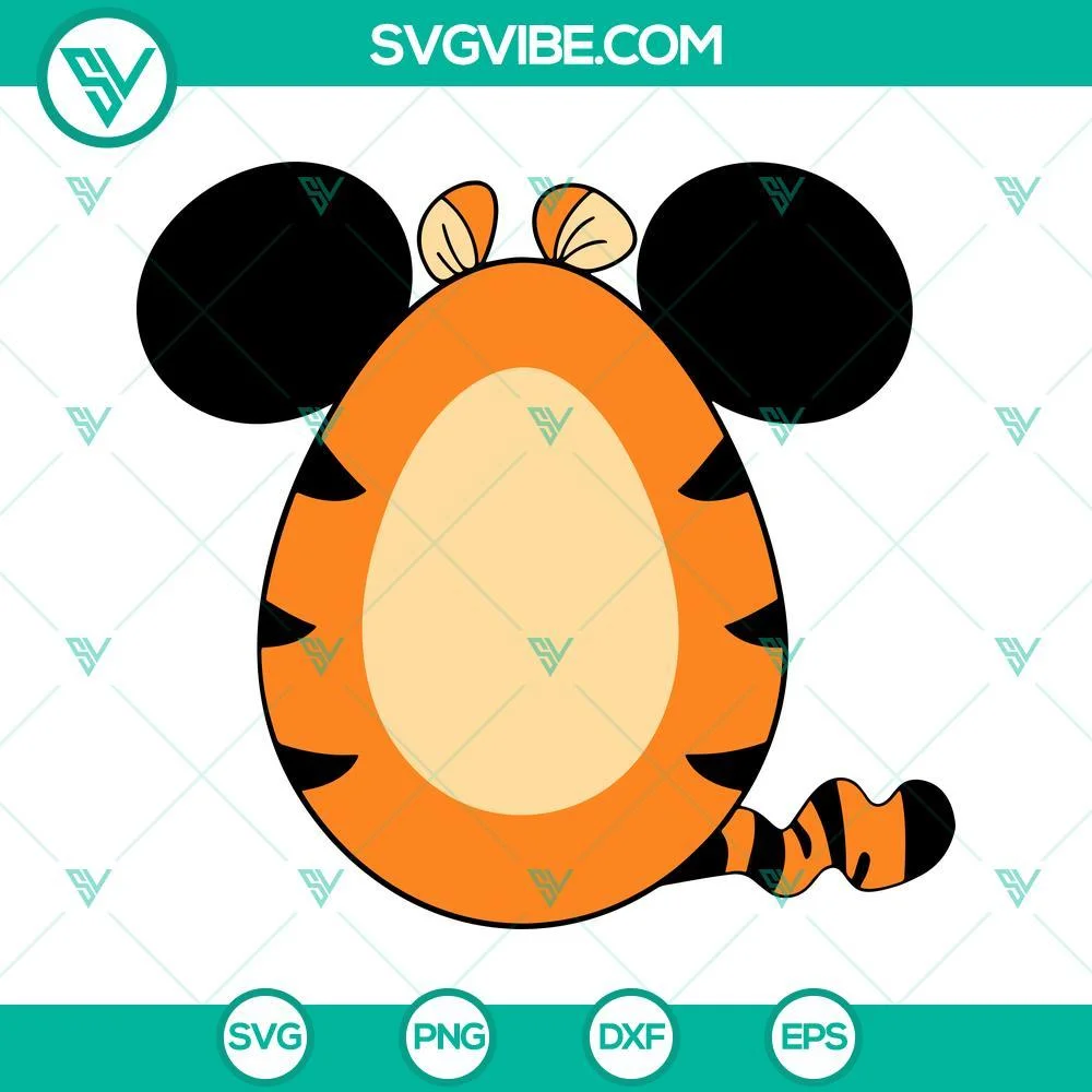 Easter, SVG Files, Tigger Mickey Ears Easter Egg SVG Image, Winnie The Pooh 1