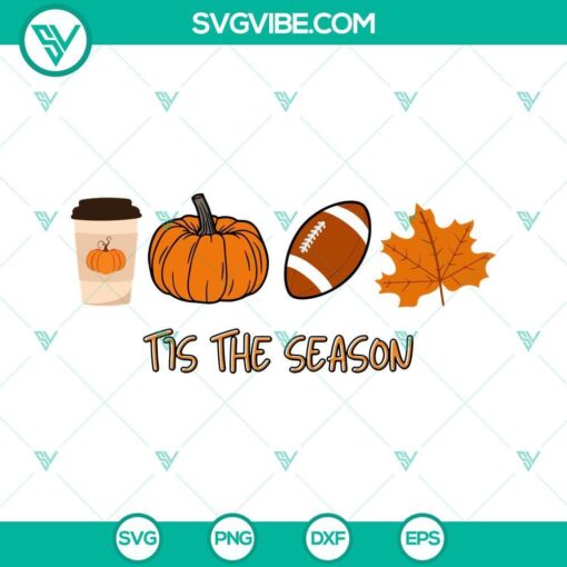 tis the season fall coffee football svg football latte leaves pumpkin svg png dxf eps cut files 3 mockup