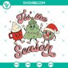 Retro Christmas SVG designs featuring a Christmas tree and a cup of hot cocoa, perfect for holiday crafting projects.