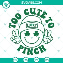 Too Cute Pinch Smiley Lucky Beanie SVG Images, Clover SVG File, Irish SVG Download,