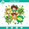 Toy Story themed lucky 4 leaf clover SVG file with a Disney cartoon design perfect for St. Patrick's Day crafts.