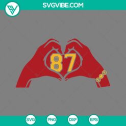 Football, Sports, SVG Files, Travis Kelce 87 Heart Hands SVG Image, Taylor 2