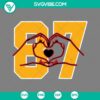 Travis Kelce heart hands SVG file with Chiefs design, perfect for fans.