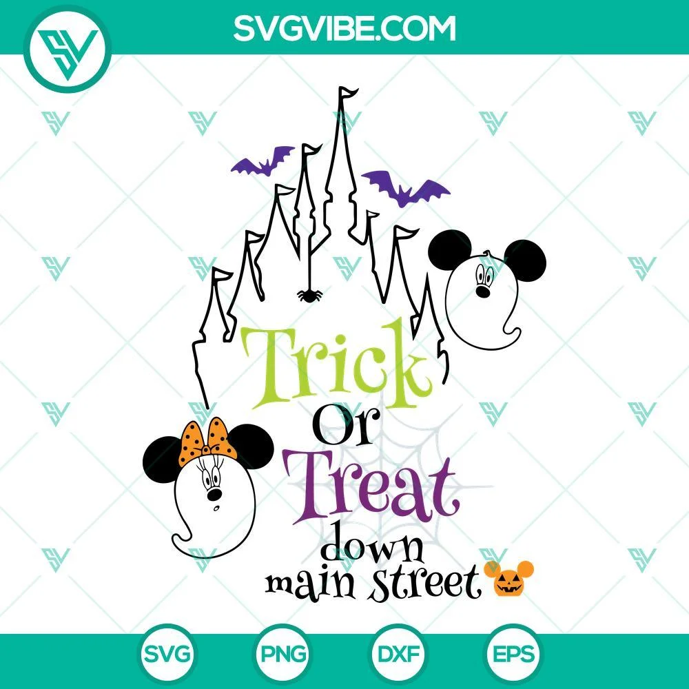 Disney, Halloween, SVG Files, Trick or Treat Down Main Street SVG Images, 1