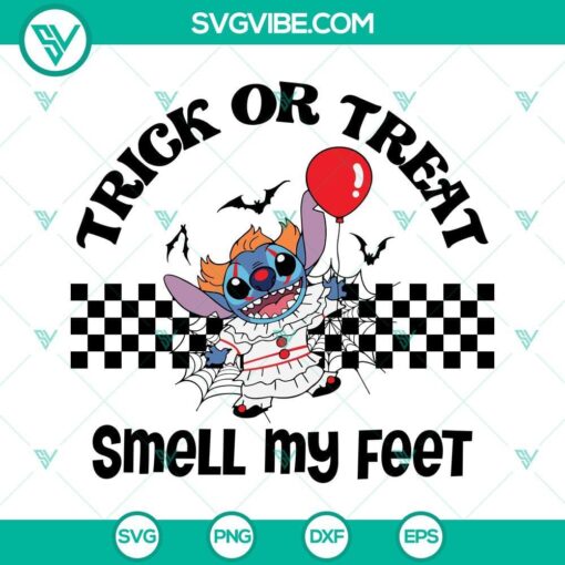 trick or treat smell my feet svg stitch as pennywise svg it horror movie svg happy halloween svg 8 mockup