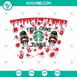 Skull, Starbucks Cup Wrap, SVG Files, True Crime Junkie Messy Bun Skull 18