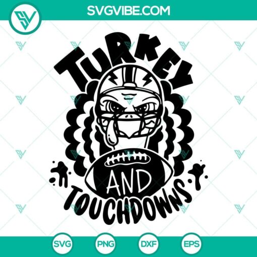 turkey and touchdowns svg turkey football thanksgiving svg 4 mockup