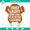 Turkey gravy, beans, and rolls casserole SVG file design. Perfect for Thanksgiving dinner crafts.