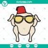 Turkey in sunglasses and hat SVG for Thanksgiving. Festive Turkey SVG PNG DXF with fun holiday accessories.