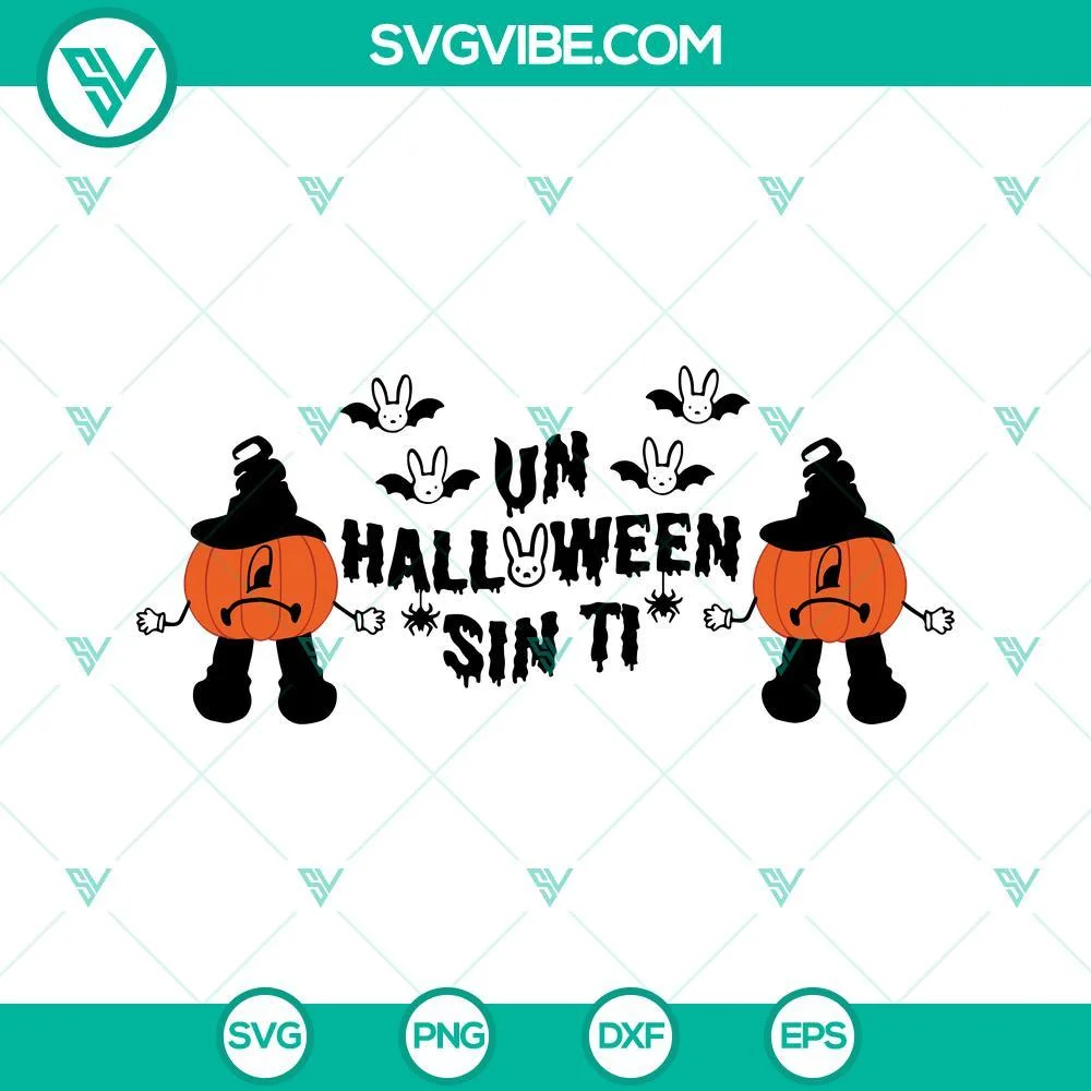 Halloween, Musics, SVG Files, Un Halloween Sin Ti SVG Files, Bad Bunny Pumpkin 1