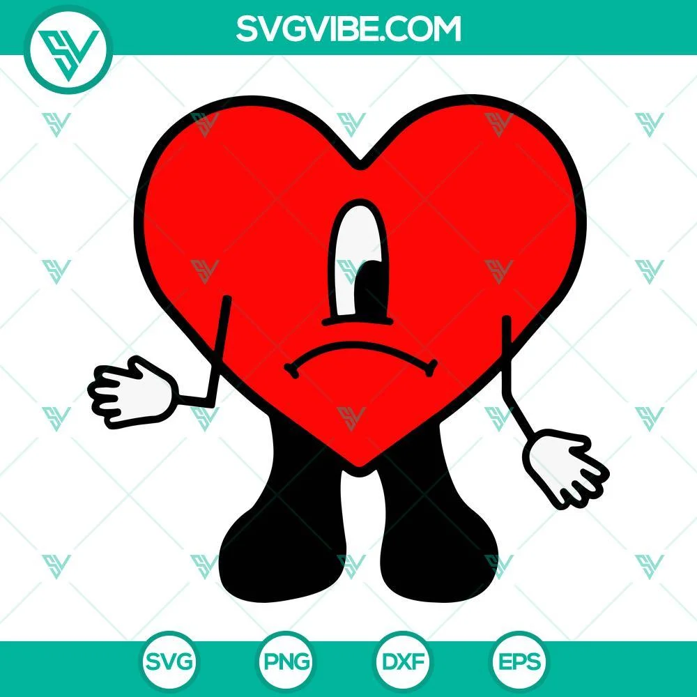 Musics, SVG Files, Un Verano Sin Ti SVG File, Bad Bunny Heart SVG File PNG DXF 1