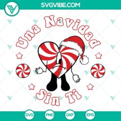 Una Navidad Sin Ti SVG File, Bad Bunny Candy Cane Christmas SVG Images PNG