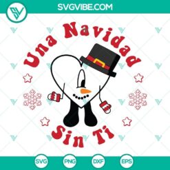 Una Navidad Sin Ti SVG Image, Bad Bunny Heart Snowman Christmas SVG Download