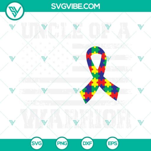 uncle of a warrior autism awareness ribbon svg png dxf eps cut files for cricut silhouette 1 mockup