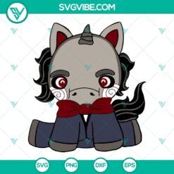 Unicorn horror movie characters SVG file bundle featuring cute and spooky designs for Halloween.