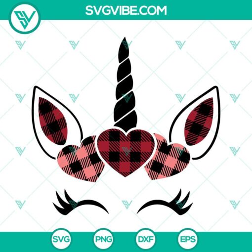 unicorn valentine svg bundle unicorn with buffalo plaid hearts svg unicorn love svg 6 mockup