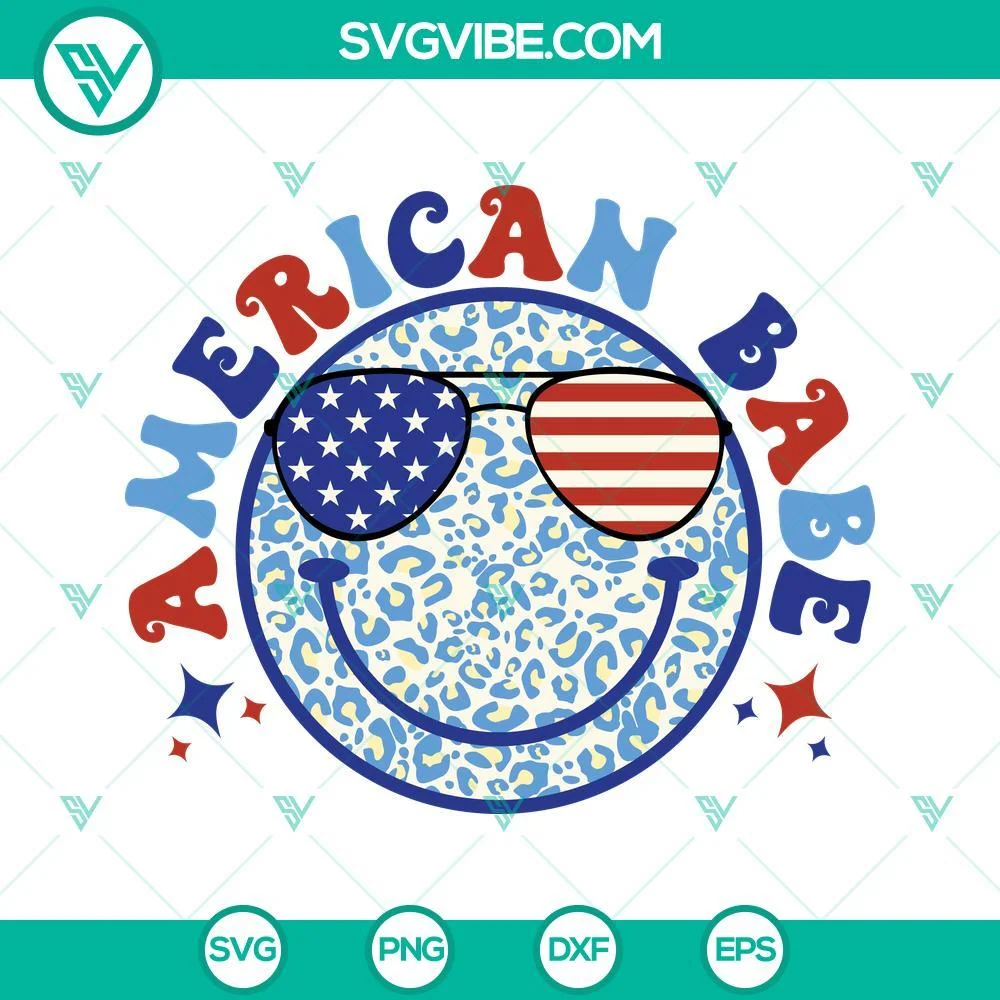 4th Of July, American, SVG Files, USA Flag Sunglasses American Babe SVG Image, 1