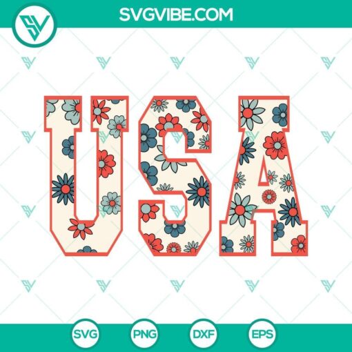 usa floral svg retro america svg 4th july svg patriotic svg png dxf eps files 2 mockup