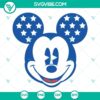 Patriotic USA Mickey Mouse Head SVG files for 4th of July celebration, Disney themed patriotic SVG download.