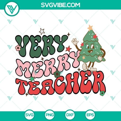 very merry teacher christmas svg png dxf eps cricut vector clipart 6 mockup