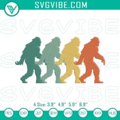 Vintage Bigfoot embroidery design file featuring Sasquatch machine pattern for sewing projects.