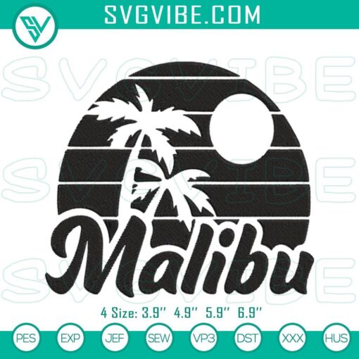 vintage malibu embroidery designs california beach embroidery files mockup