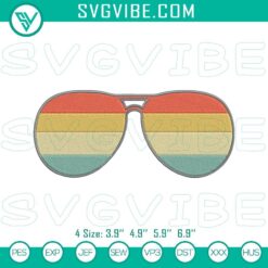 Vintage Retro Sunset Sunglasses Embroidery Designs, Summer Beach Pattern