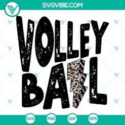 Volleyball Leopard Lightning Bolt SVG File, Volleyball SVG Image PNG DXF EPS