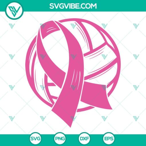 volleyball pink ribbon svg cancer support svg breast cancer awareness sports svg png dxf eps 3 mockup