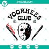 Jason Voorhees Hellfire Club SVG design, horror theme with Voorhees Club logo. Downloadable SVG images.