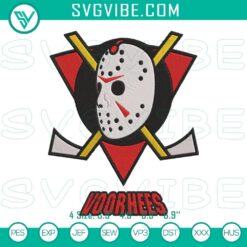 Voorhees Hockey embroidery design inspired by Friday The 13th Jason. Digital file for horror movie fans.
