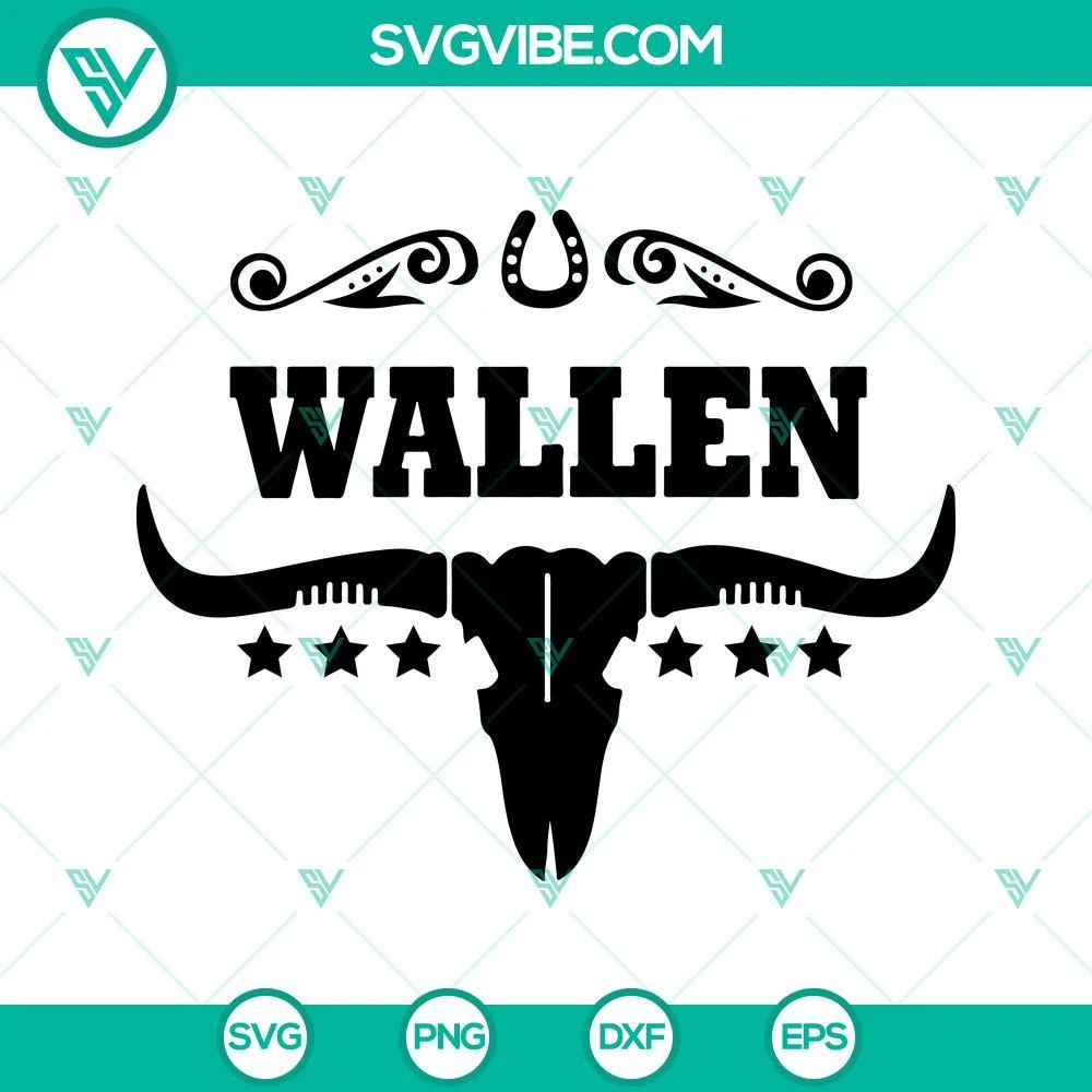 Musics, SVG Files, Wallen Bull Skull SVG Image, Country Western SVG Files, 1