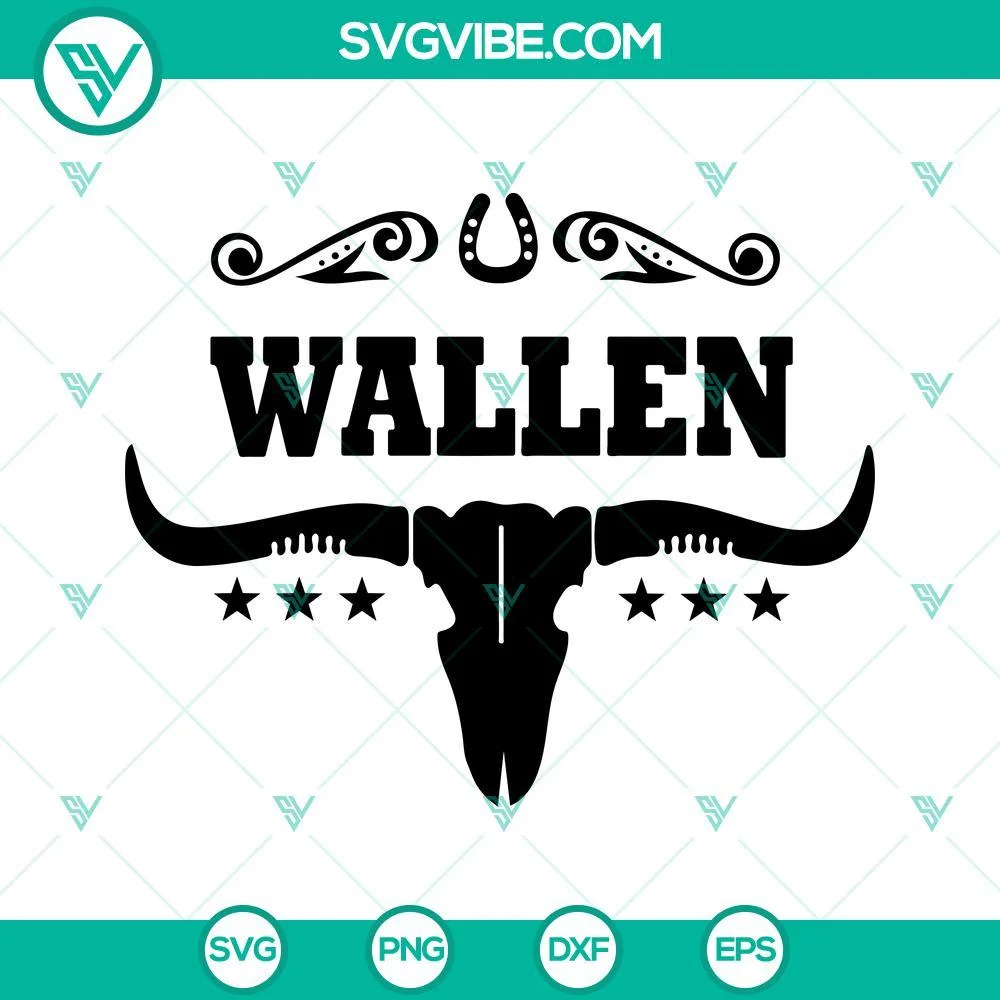 Musics, SVG Files, Wallen Bull Skull SVG Files, Cowboy SVG Images, Western 1