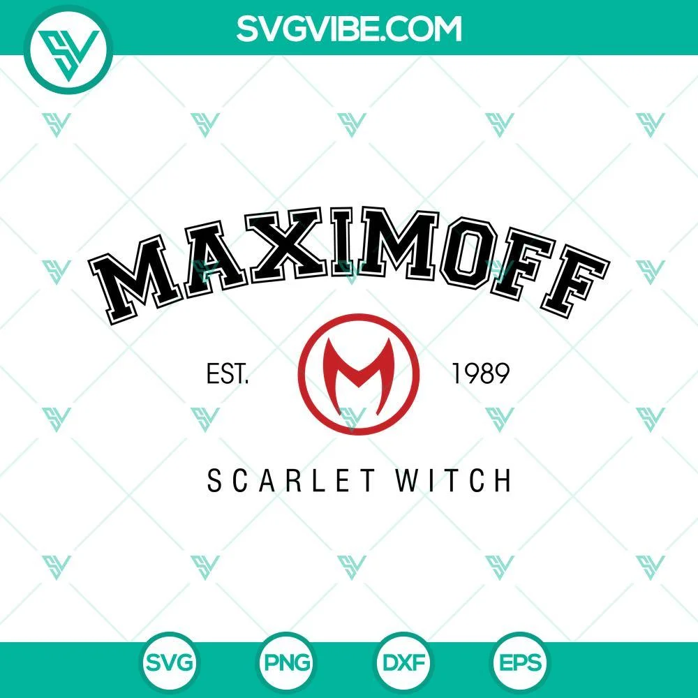 Movies, SVG Files, Wanda Maximoff Est 1989 Scarlet Witch SVG Image PNG DXF EPS 1