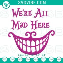 Disney Embroidery Designs, Embroidery Designs, We’re All Mad Here Embroidery 22