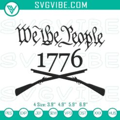 Patriotic 1776 embroidery design machine file with "We The People" text, ideal for digital crafting projects.