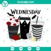 Wednesday Adams inspired coffee latte SVG file for download. Perfect for Halloween crafts. High-quality Wednesday SVG files.