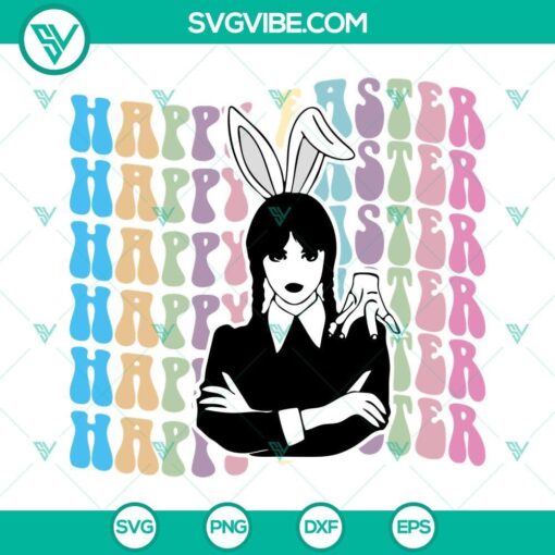 wednesday addams happy easter svg wednesday bunny svg easter day 2023 svg png dxf eps 7 mockup