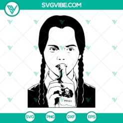Wednesday Addams SVG and PNG images for crafting with Cricut and Silhouette featuring a gothic portrait of Wednesday Addams from the Addams Family.