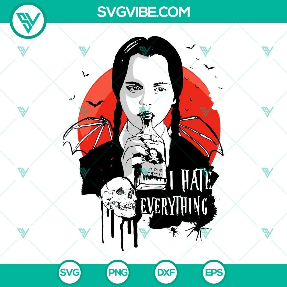 Movies, SVG Files, Wednesday Addams SVG Images PNG DXF EPS Cricut Silhouette 1